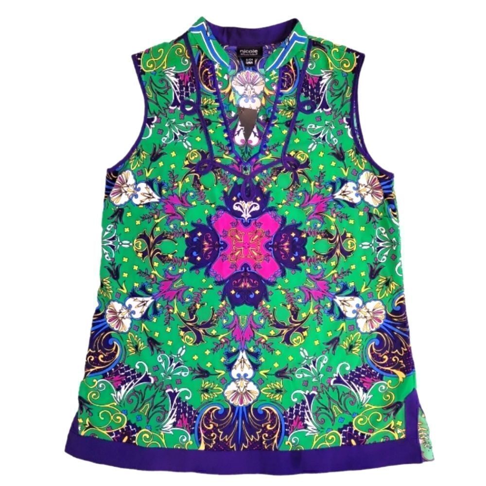 NWT NICOLE BY NICOLE MILLER "LUXE BOHO" SLEEVELESS BLOUSE SZ.S